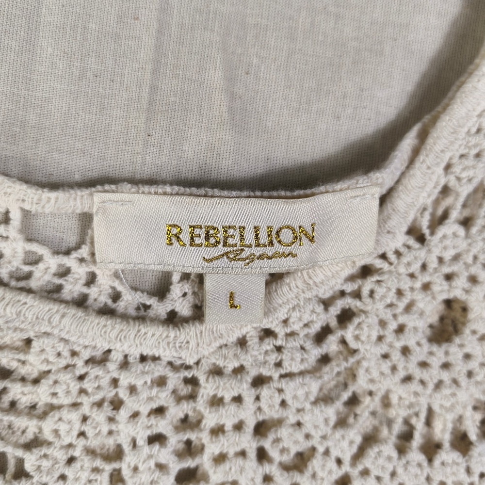 Boho Crochet Crop Top White Cottagecore Fairycore Festival Beachy Y2K Inspired L - Picture 4 of 12
